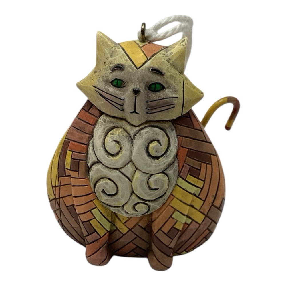 Jim Shore Heartwood Creek Elijah Fat Cat Folk Art Christmas Ornament 3"